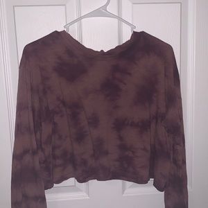 PINK purple tie dye cropped long sleeve